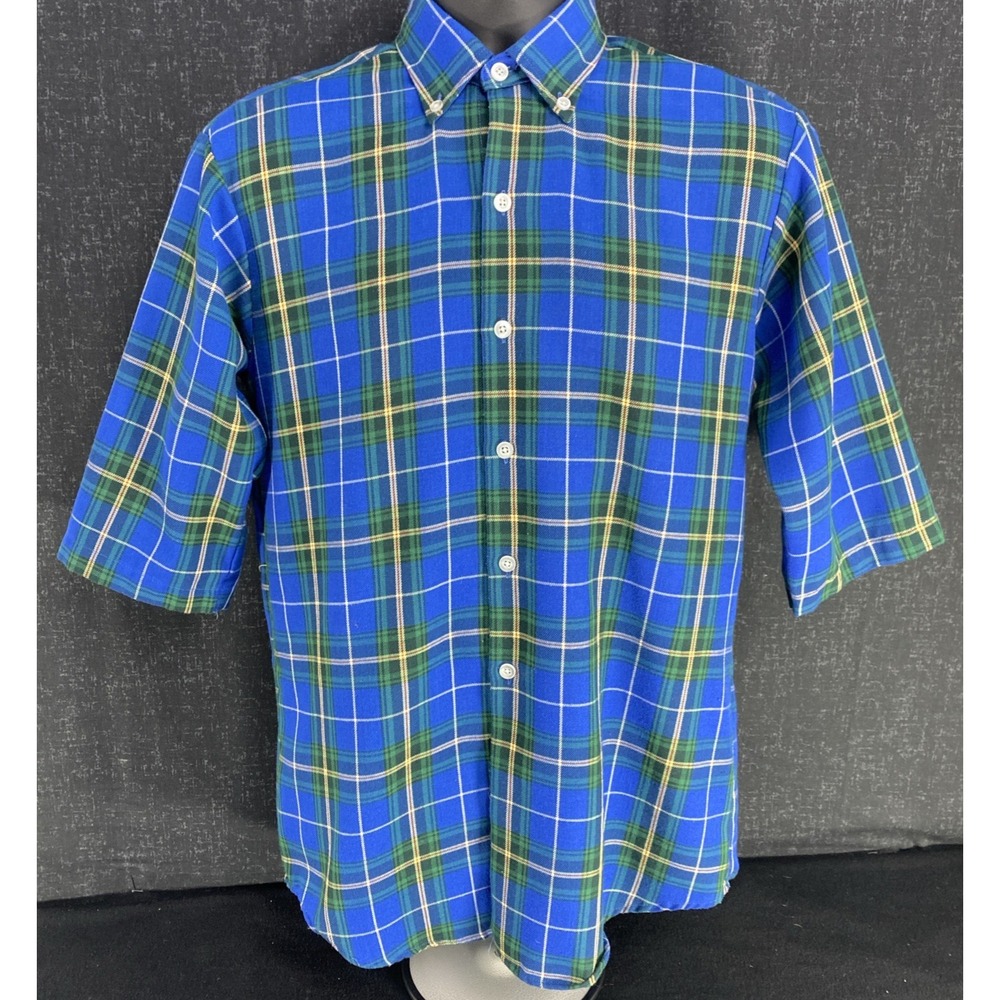 Vintage Bonda  Nova Scotia Tartan Plaid Flanel Button‎ Up 1/2 Sleeves Small S/P